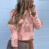 Jocoo Jolee Women Metal Buttons Long Sleeve Blouse Office Lady Shirt Casual Pineapple Print Tops Plus Size Casual Loose Blouses